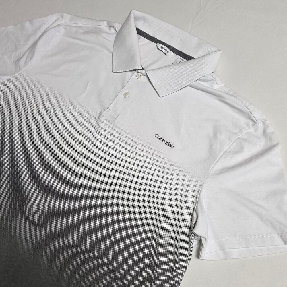 Calvin Klein white to gray gradient polo men's XL